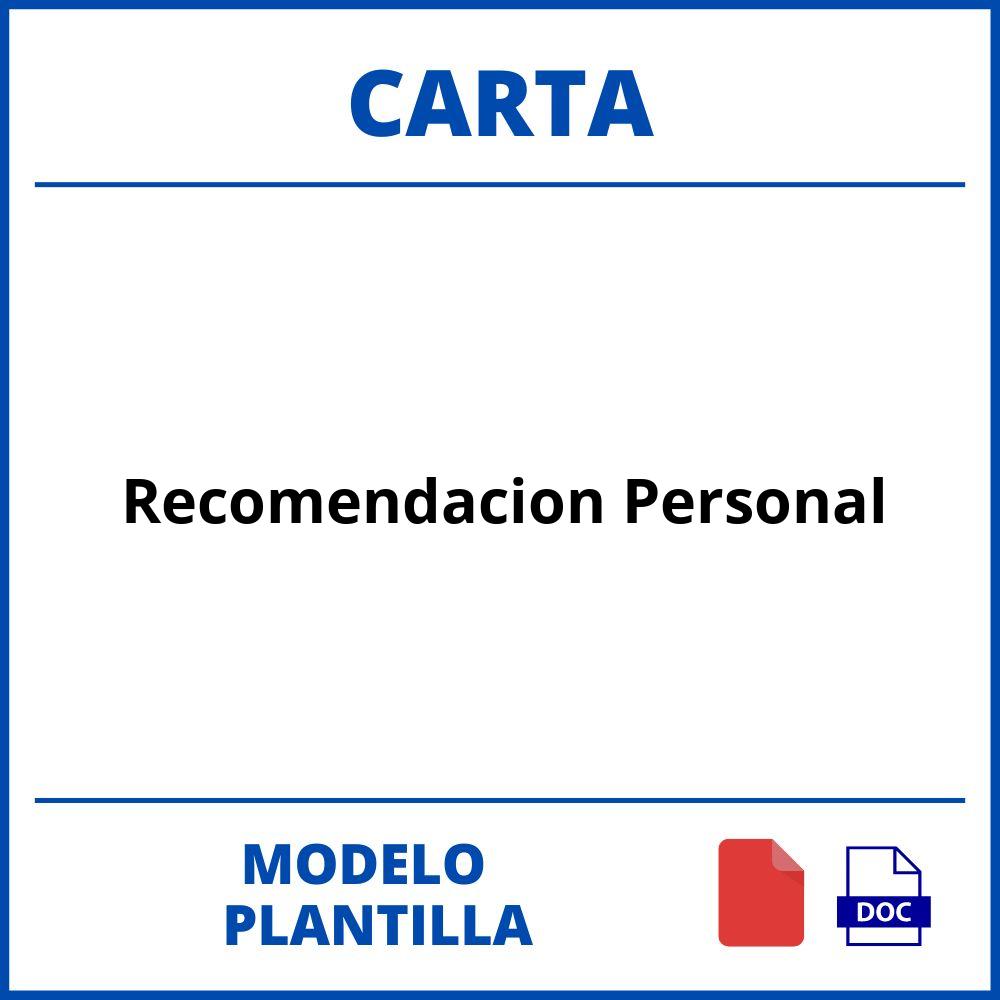 Modelo De Carta De Recomendacion Personal 2782