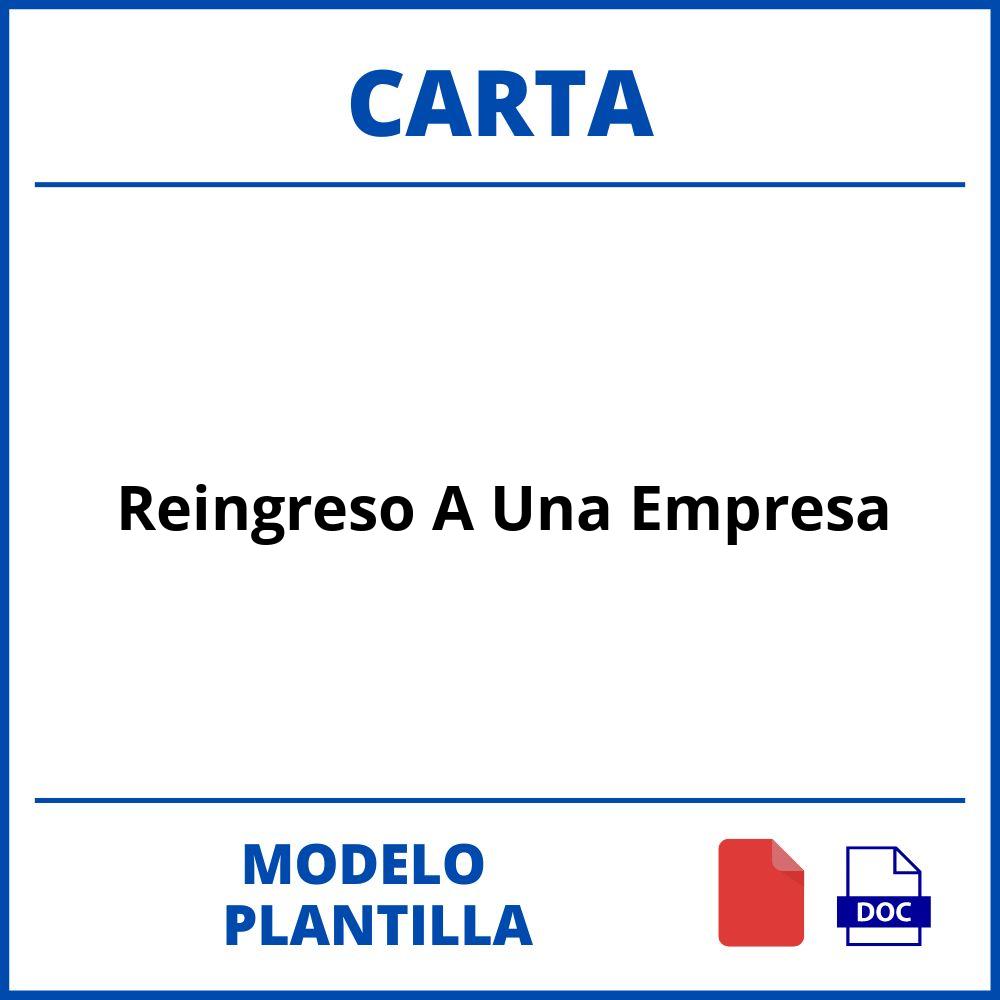 Carta De Reingreso A Una Empresa